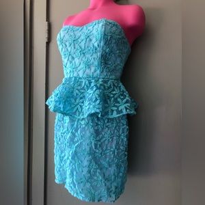 Sea foam Green Peplum Strapless Dress Size 6